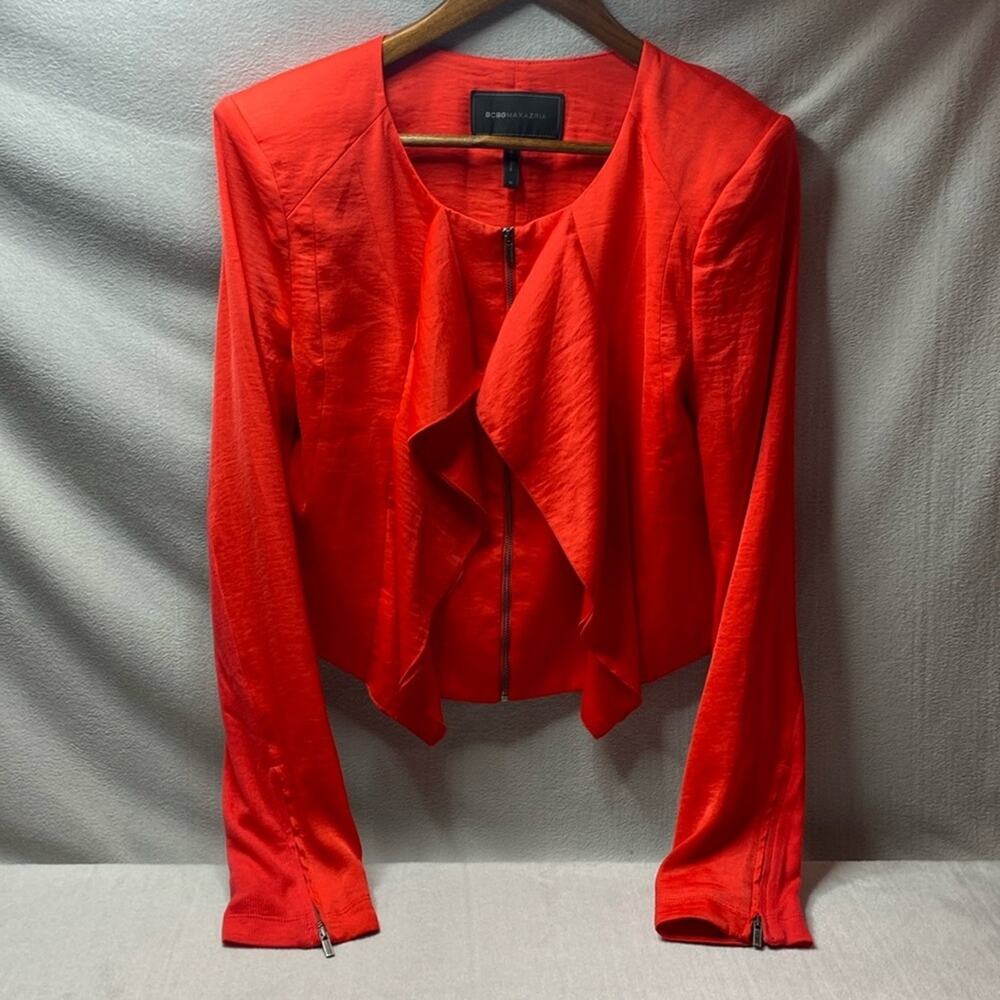 BCBG Maxazria Orange full zip jacket size medium